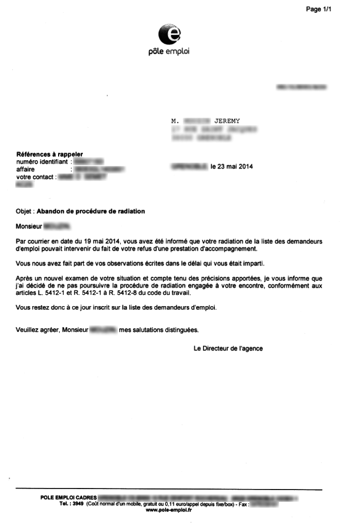 Lettre Recours Avertissement Avant Radiation Pole Emploi